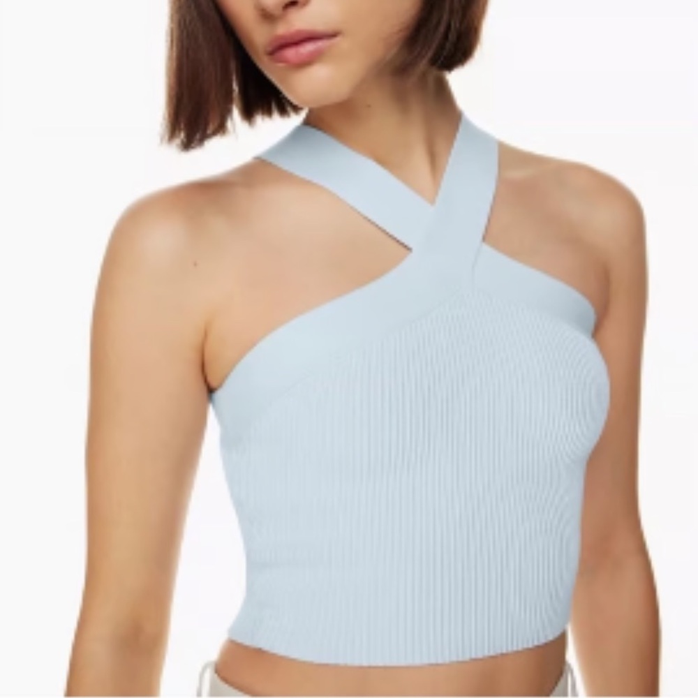 NWT Babaton Sculpt Knit Criss Cross Tank XXS Blue